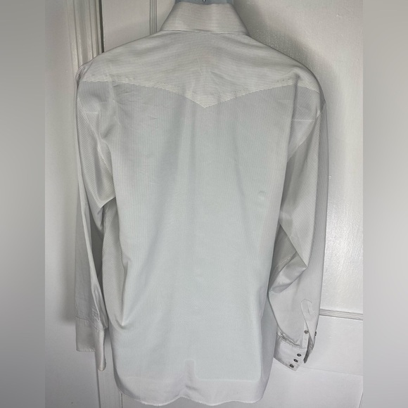 Vintage Panhandle Slim Light Gray Striped Button Down Shirt - Picture 3 of 6
